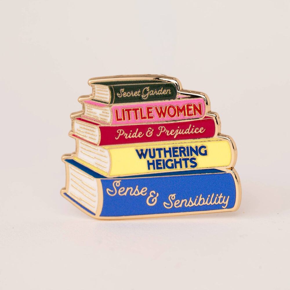 Classic Book Stack Enamel Pin - Picture 1 of 4